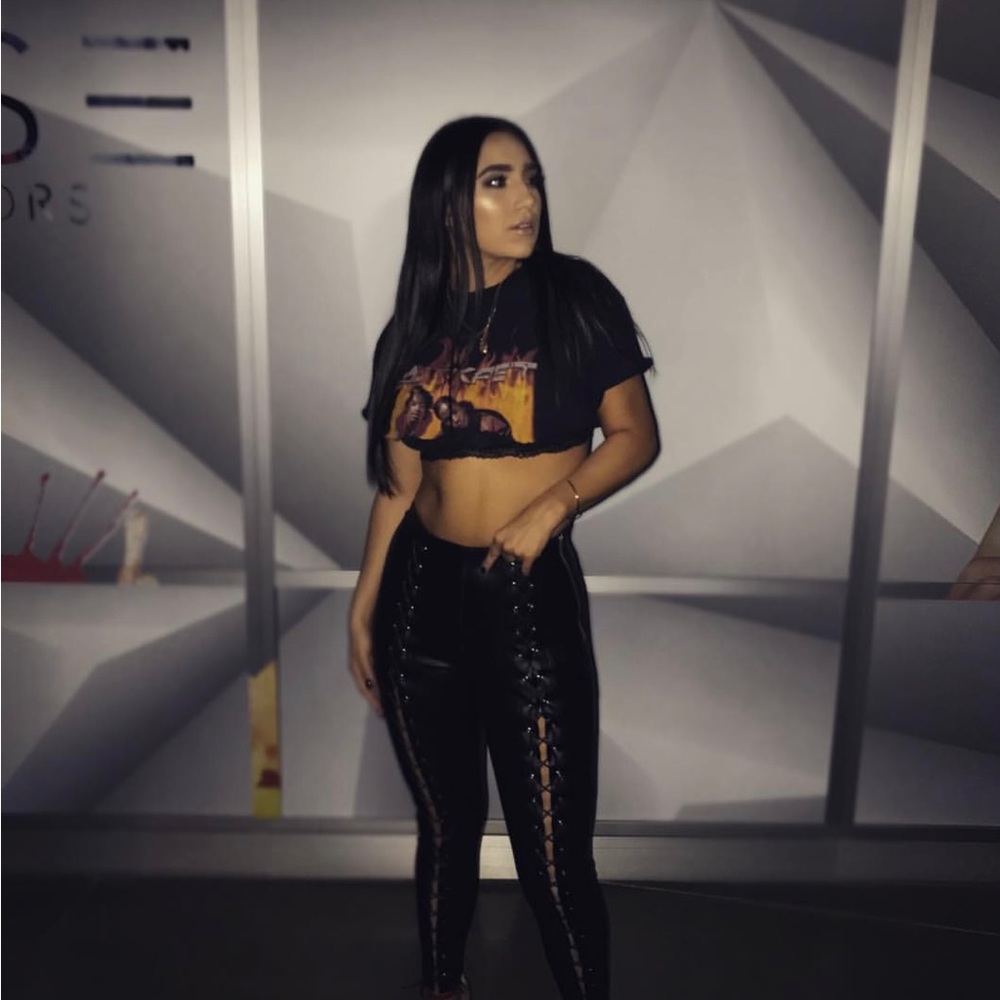 Topshop lace up faux leather pants